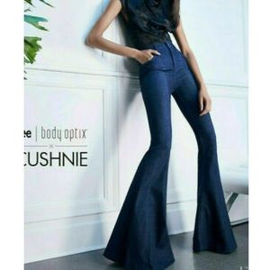 LEE X CUSHNIE Body Optix Denim Super Flare Bell Bottom High Rise Jeans